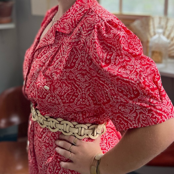 El Corte Inglés vintage red dress with white buttons - timeless! - Picture 13 of 14